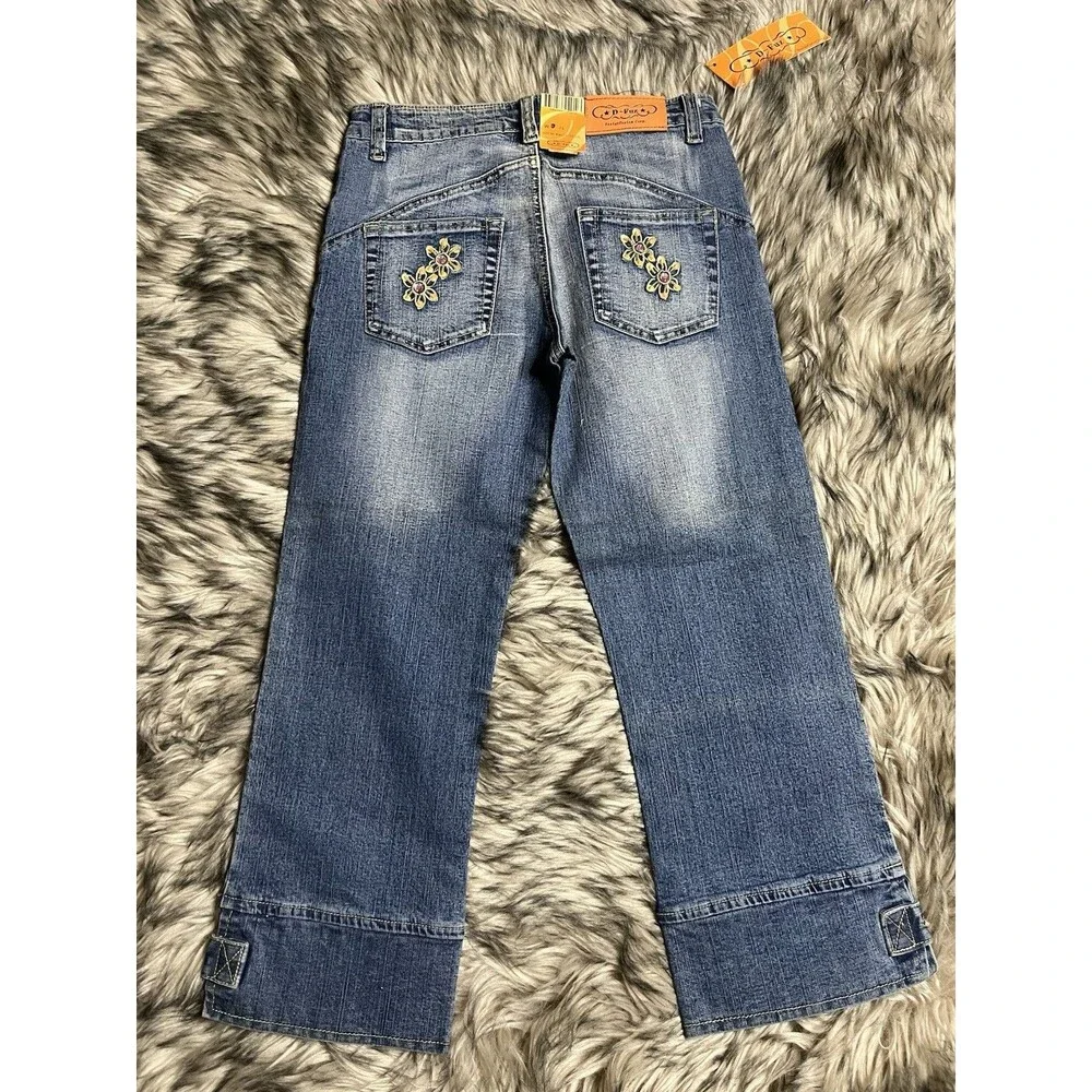 D Fuz Design Fusion Y2K Denim Capri Jeans Juniors Sz 7 Nwt